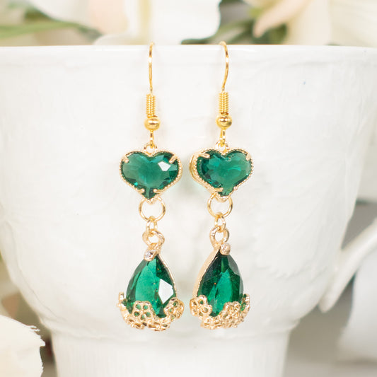 Boucles d'oreilles Heart Emerald