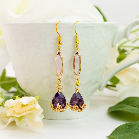 Boucles d'Oreilles Hauru (Rose & Pourpre)