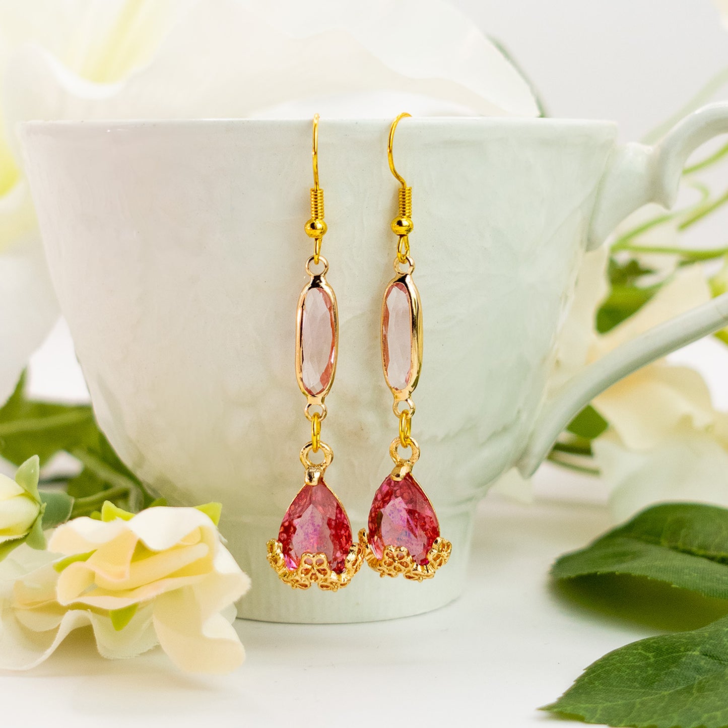 Boucles d'Oreilles Hauru (Rose bonbon)