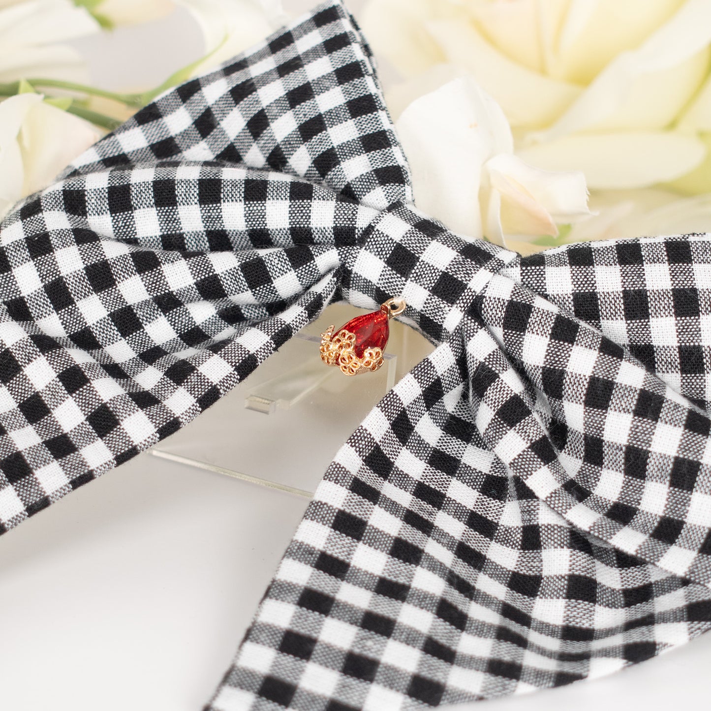 Nœud Vichy Noir (Cristal Rouge)